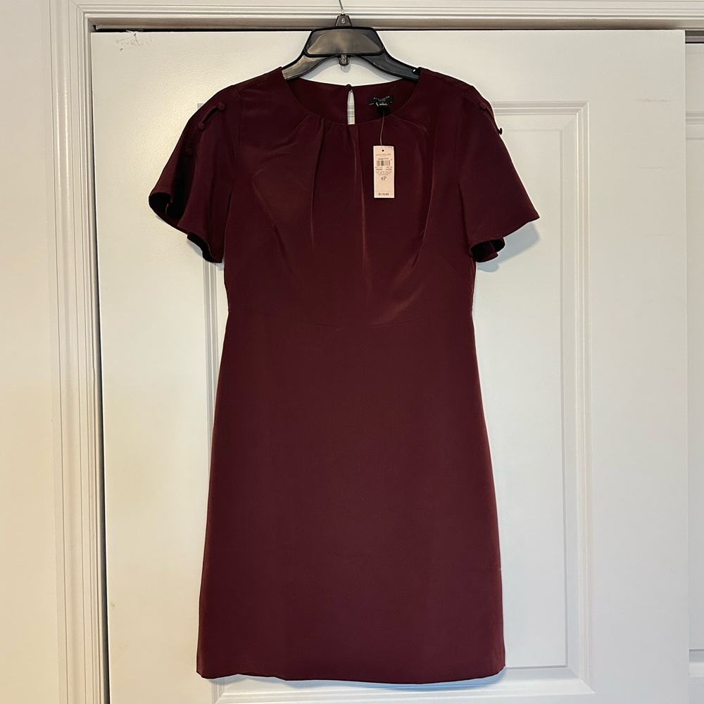 Ann Taylor Burgundy Short Flutter Sleeve Shift Dress Size 4P
